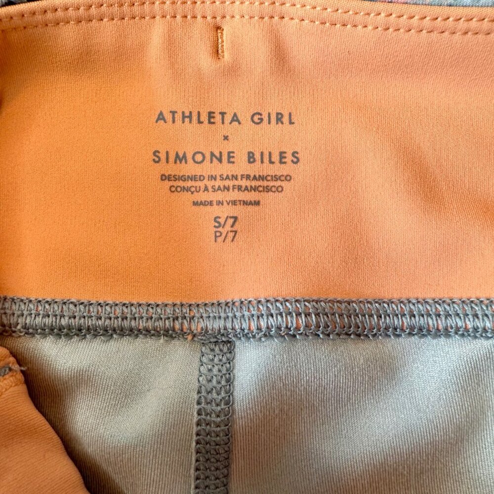 ATHLETA GIRL X SIMONE BILES Brushstroke Leggings Girls 7 S Gymnastics Abstract - Picture 6 of 7